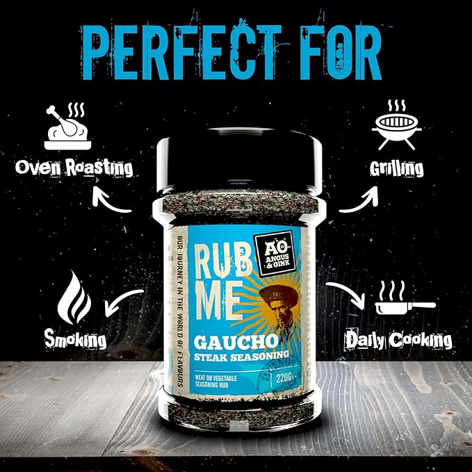 Angus & Oink | Rub Me BBQ Seasoning | Gaucho Flavour | Authentic Argentine Asado Experience | Perfect for Grilling Beef & Lamb | Gluten-Free | 200g