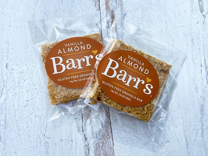 Mrs. Barr’s Natural Foods Granola Bars | Vanilla Almond | Certified Organic Gluten Free Oats | Soft Texture | Small Batch | Gourmet Quality | Real Ingredients | 2 Ounces (6 Pack)