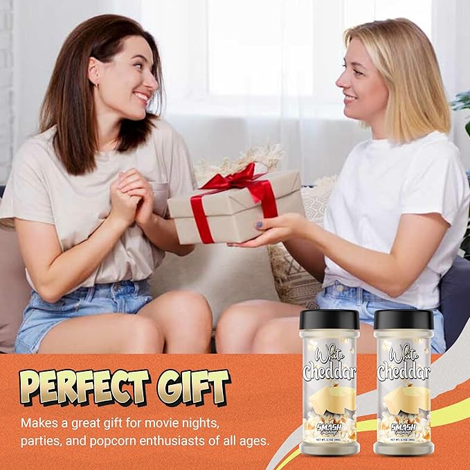White Cheddar Cheese Powder ??Premium Cheesy Popcorn Seasoning ??2 Pack Gourmet Sprinkle Topping for Popcorn, Chips, Pasta, Fries, Pretzels, Sauces, Snacks, Meals, Parties ??Bold Sharp Flavor