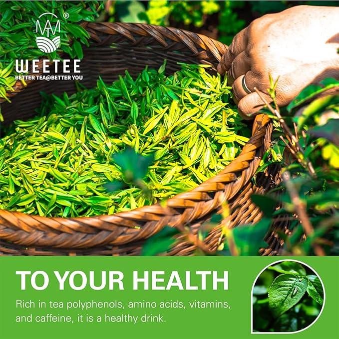 WT WEETEE Organic Green Tea Bags, Organic Pure Green Tea 100 Count, Super Antioxidant | Resealable Kraft Bag | Brew Hot or Iced