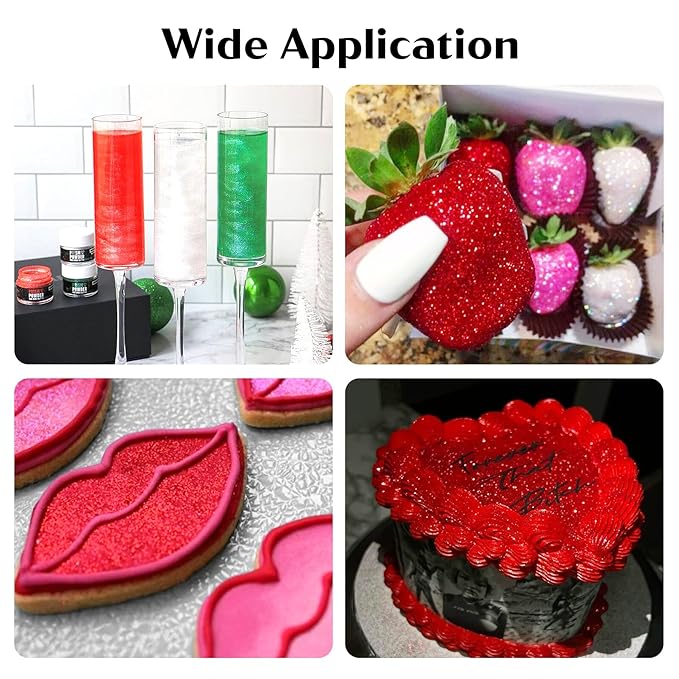 Red Edible Glitter ??6g Luster Dust Drink Glitter, Food Grade Shimmer Powder for Cocktails, Cakes, Beverages, Chocolate & Candy