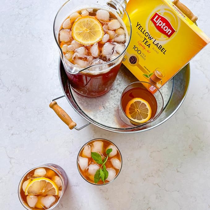 Yellow Label Tea | Lipton Tea Bags | International Blend | Black Tea | Unsweetened Instant Chai | 200 Grams (Pack of 4)