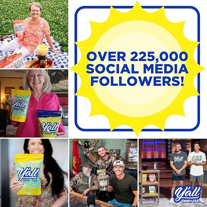 Y'all Sweet Tea - Decaf Iced Tea Bags Half Gallon Size in 7.5 Gallons Per Pack Quick Brew Authentic Southern Ice Tea Without Caffeine | As Seen on Shark Tank (Decaf)