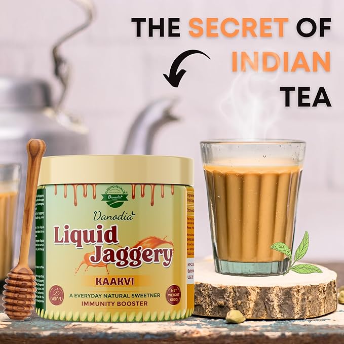 Danodia Foods LIQUID JAGGERY SYRUP (600g/1.32lb) | Natural Sweetener from Sugarcane | No Preservatives | Rich in Minerals | Alternative to Refined Sugar | Ideal for Beverages, Desserts & Traditional Recipes