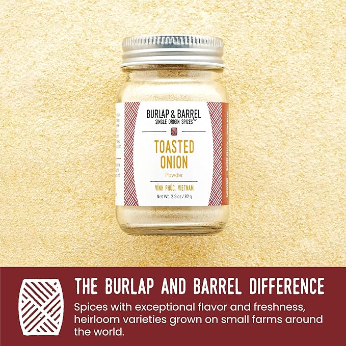 Burlap & Barrel Toasted Onion Powder – Rich, Savory-Sweet Flavor – Flavorful Onion Seasoning for Cooking – As Seen On Shark Tank - 2.9oz Glass Jar