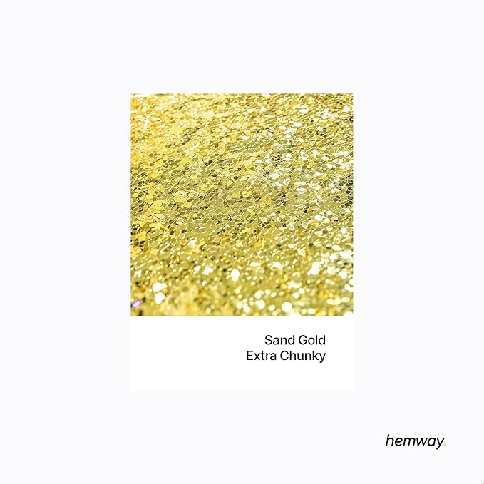 Hemway Premium Glitter Shaker - Sand Gold | Extra Chunky Metallic Flake Sequins for Resin & Epoxy Crafts | Craft Supplies for Tumblers, Festival, Hair, Face, Body, Eye & Nail Art | 115 g