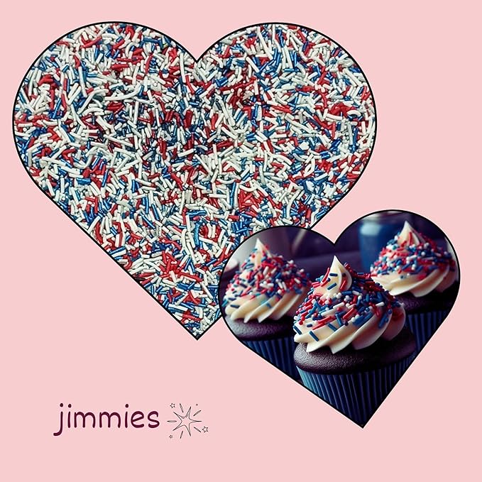 Confect Cake Mate Dessert Sprinkles ??Red, Navy Blue & White Vermicelli Sprinkles ??Edible Toppings for Cake Decorating, Cupcakes, Cookies & Ice Cream | Vegan, Gluten-Free, Soy-Free, Dairy-Free, Palm Oil-Free- 4.2 Oz