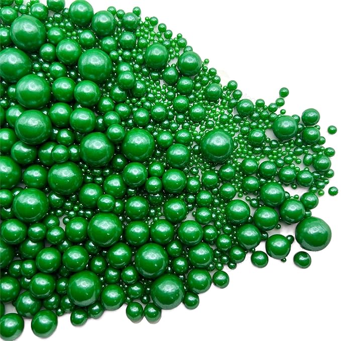 Christmas Green Pearl Sprinkles for Cake Decorating 5.1 OZ Green Edible Pearls Edible Cupcake Decorations Halloween Christmas Cookie Decorations Edible Sugar Pearls for Cakes,Cupcakes Toppers Baby Shower Wedding Supplies