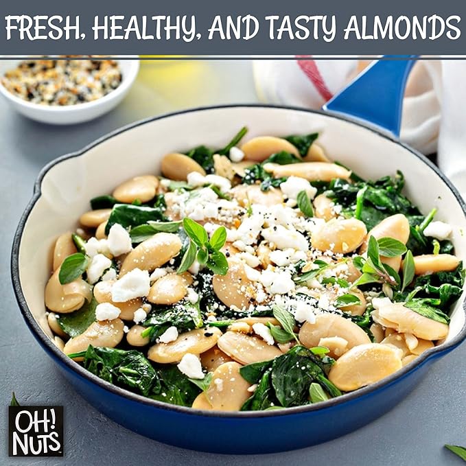 Oh! Nuts Almonds Blanched Sliced - Raw - 100% Natural - 1.5 lb - High-Protein Almonds - Packed in New York Zip-Seal Bag for Exceptional Freshness