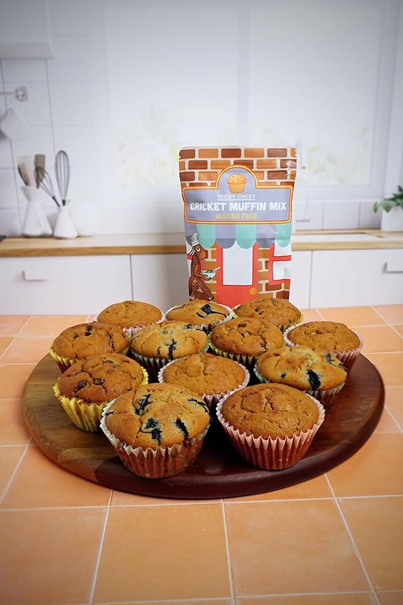 Tricky Cricky Cricket Protein Muffin Mix ??USA Handmade Edible Cricket Flour Baking Mix ??Real USA Farmed Dried Crickets ??High-Protein, Gluten-Free & Sustainable Superfood ??14 Ounce Bag