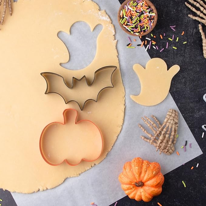 Sweets Indeed Halloween Cookie Cutters with Sprinkle Mix & Candy Eyeballs ??2 oz Sprinkles + 3 Food-Safe Cookie Cutters (Pumpkin, Ghost, Bat) | Halloween Baking & Decorating Kit