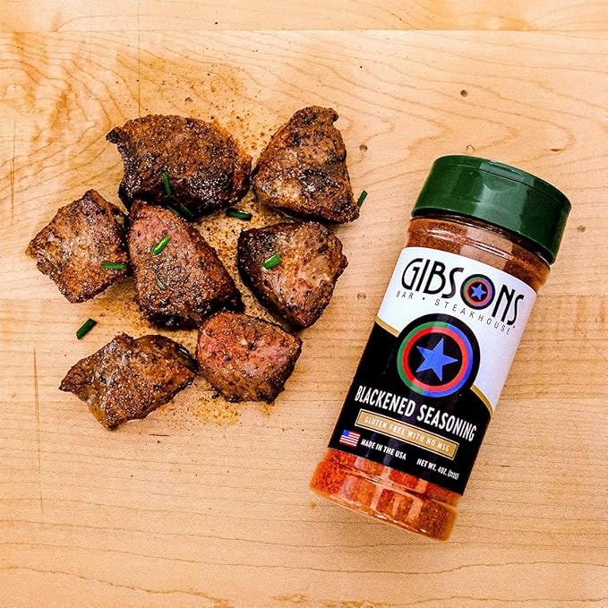 Gibsons Steakhouse Blackened Seasoning (4 Ounce Jar) ??Original Cooking & Grilling Blend of Spices & Seasonings (Salt, Paprika, Garlic, & Onion) - No MSG & Gluten Free