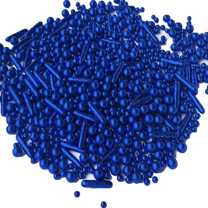 Sprinkles Blue Pearl Sugar Candy Mix Size Baking Cake Decorations Cupcake Toppers Celebrations Shaker Jar Wedding Shower Party (120g/4.2oz竊?"<div>