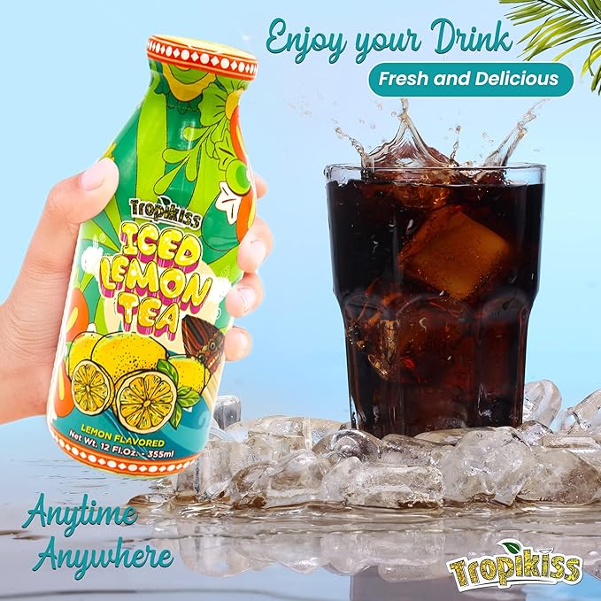 Tropikiss 12-Pack Lemon Iced Tea – Antioxidant-Rich Refreshing Drink | Natural Bottled Ice Tea | Healthy & Flavorful Beverage