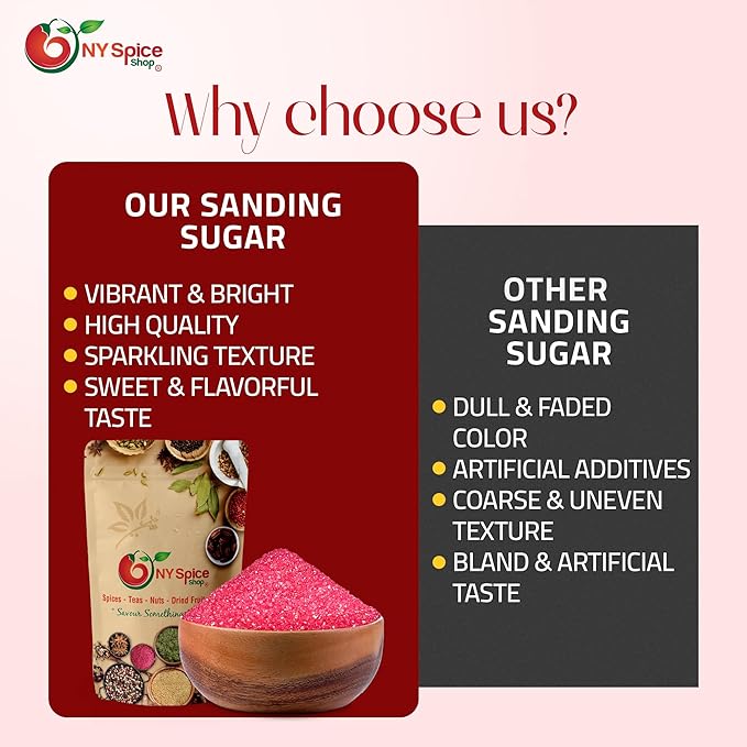 NY Spice Shop Red Sanding Sugar - 3 Pound Sweet Colorful Edible Sprinkles For Candy Dish - Sugar Sprinkles For Cake Decorating Cookies Basket & Dishes