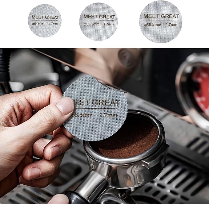 Meet Great- 2 Packs 58.5mm Espresso Puck Screen, 1.7mm Thickness 150?œm 316L Stainless Steel, Upgraded Reusable Coffee Filter Screen for 58.5mm Breville Portafilter Filter Basket