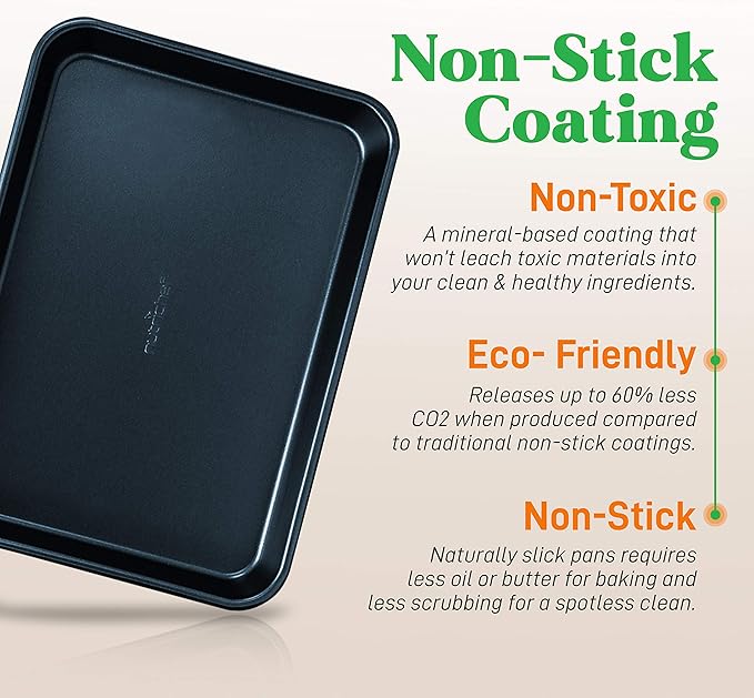 NutriChef 2-Piece Non-Stick Baking Sheet Pan Set - Premium Carbon Steel Cookie Sheets for Baking - Large and Medium Size Nonstick Oven Baking Trays - Blue Diamond