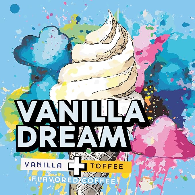 Java Factory Vanilla Dream Flavored Ground Coffee Bag ??Vanilla and Butter Toffee Brew, Made with 100% Arabica Beans - Flavor Enhanced, 10 Oz
