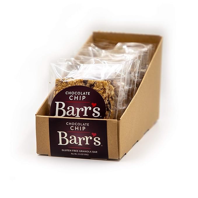 Mrs. Barr’s Natural Foods Granola Bars | Chocolate Chip | Certified Organic Gluten Free Oats | Soft Texture | Small Batch | Gourmet Quality | Real Ingredients | 2.5 Ounces (12 Pack)