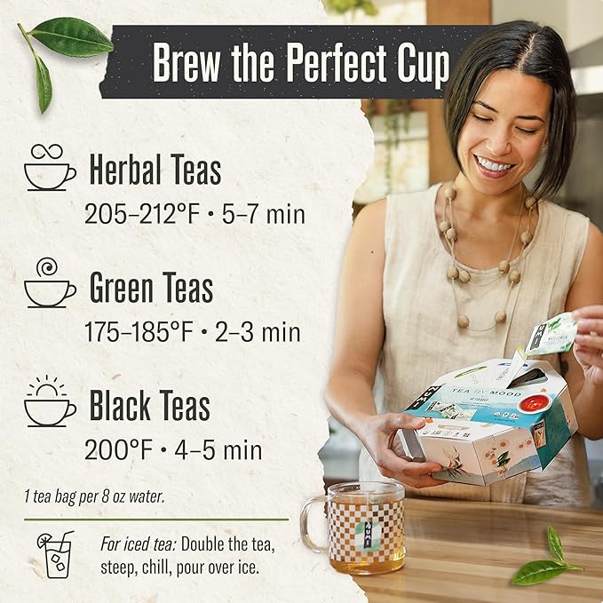 Numi Organic Tea By Mood Gift Set, 40 Tea Bag Assortment, Premium Organic Black, Pu-erh, Green, Mat챕, Rooibos & Herbal Teas