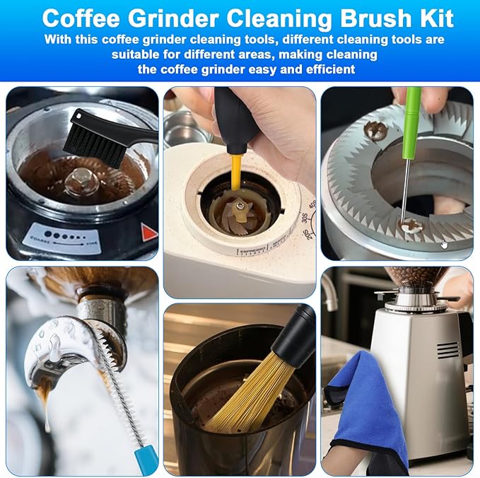 XANGNIER Coffee Grinder Cleaning Brush Kits,5 Pcs Coffee Maker Coffee Maker Machines Cleaner Tool Accessories for Manual/Electric/Blade/Burr/Espresso Bean Grain Grinder Coffee Barista Home Kitchen