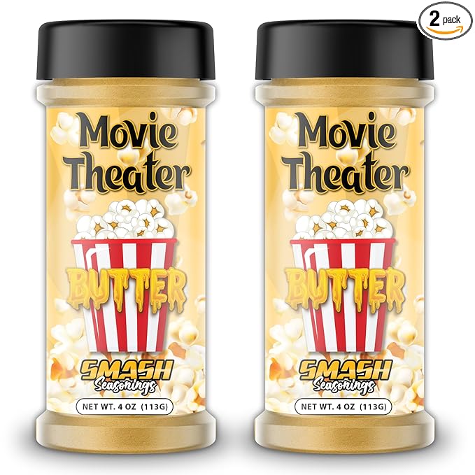 Butter Popcorn Seasoning Shaker ??2 Pack Rich Buttery Flavor Blend for Snacks ??Savory Sprinkle for Popcorn, Corn on the Cob, Potatoes, Veggies, Fries, Pasta, Chips, Snacks, Meals, Movie Nights