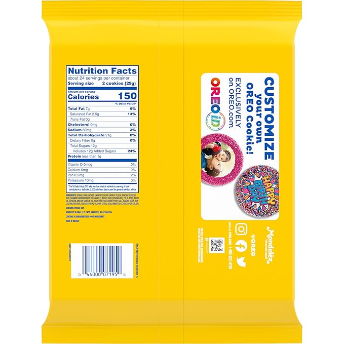 OREO Lemon Creme Sandwich Cookies, Party Size, 24.95 oz