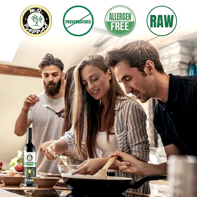 M.G. PAPPAS Italian Organic Olive Oil Extra Virgin Cold Pressed Award Winning, Unfiltered EVOO, Gluten-Free, Allergens Free Italian Olive Oil - Perfect for Salads, Dipping, Cooking, 16.9 Oz (500ml)