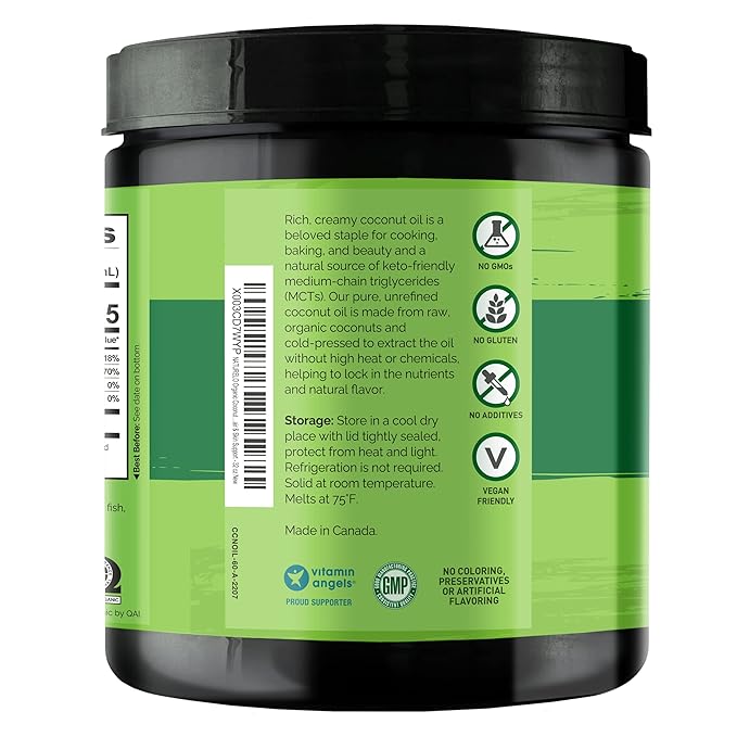NATURELO Coconut Oil - Multi-Purpose Extra Virgin Coconut Oil for Skin, Organic Oil for Cooking, Unrefined Oil for Hair 32 oz (Pack of 2)