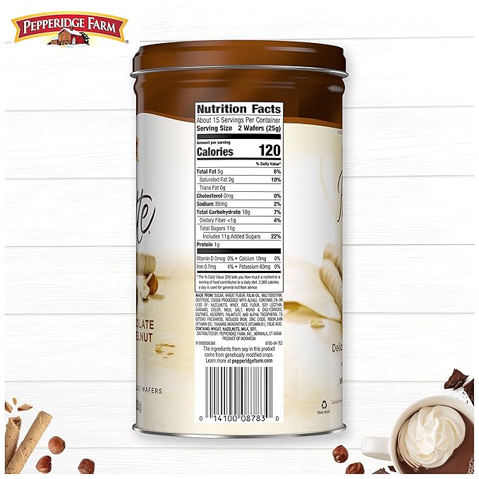 Pepperidge Farm Pirouette Cookies, Chocolate Hazelnut Créme Filled Wafers, 13.5 Oz Tin (Pack of 2)