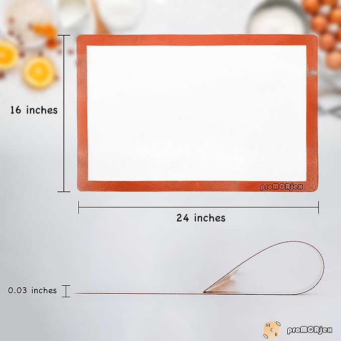 Silicone Baking Mats Full Sheet Non-Stick Cookie Sheet Large Silicon Baking Mat Set (16"x 24" Pack of 2)