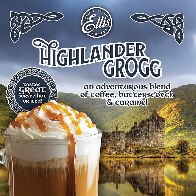 Ellis Coffee - Highlander Grogg - Flavored Single Serve Coffee Pods - For Use in Most K-cups and Keurig 2.0 Brewers - 24 Coffee Pods