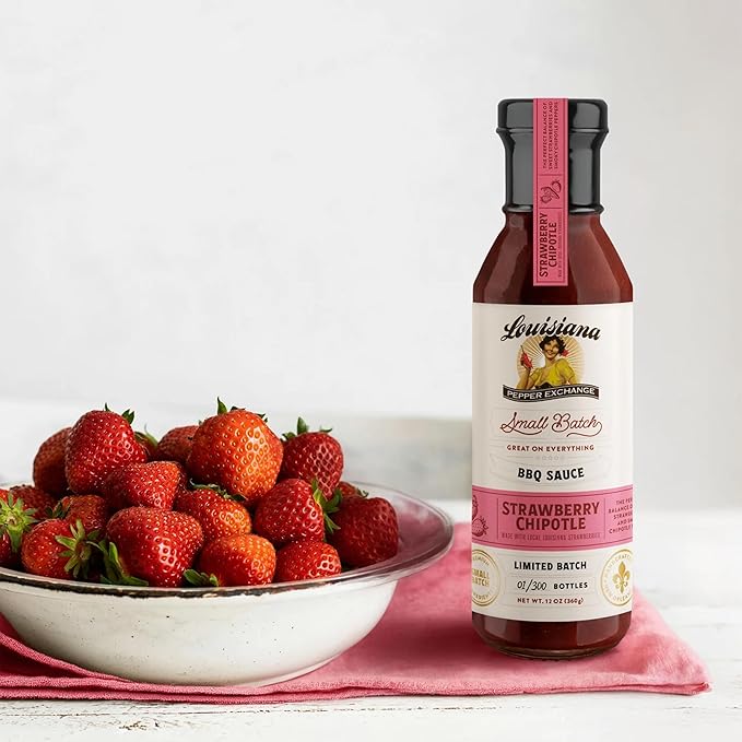 Louisiana Pepper Exchange Strawberry Chipotle BBQ Sauce, Gluten-Free, 12 Fl Oz, 2-Pack