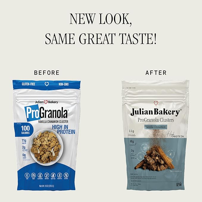 Julian Bakery® ProGranola® Cereal | Vanilla Cinnamon Cluster | 11g Protein | 2 Net Carbs | Gluten-Free | Grain-Free | 9oz (3 PACK)