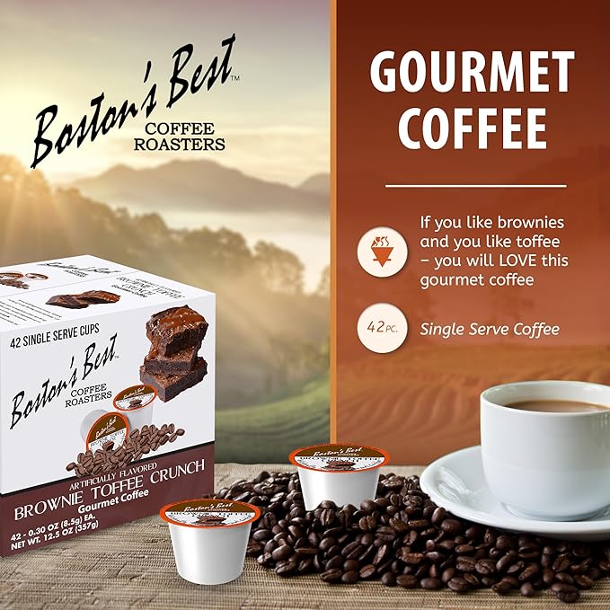 Boston’s Best - Brownie Toffee Flavored Delicious Gourmet Coffee Compatible with Keurig Coffee Maker, 1 Count (42 Single Serve Medium Roast Cups)