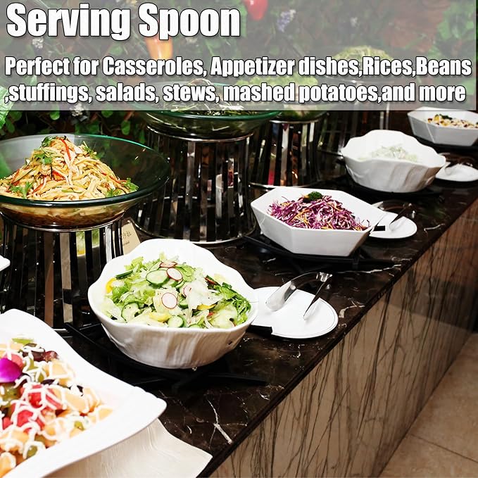 X-Large Buffet Serving Spoon,Heavy Duty Square head 9.5X2.8 inches 316L Stainless Steel Serving Spoon Pack of 1,Silver