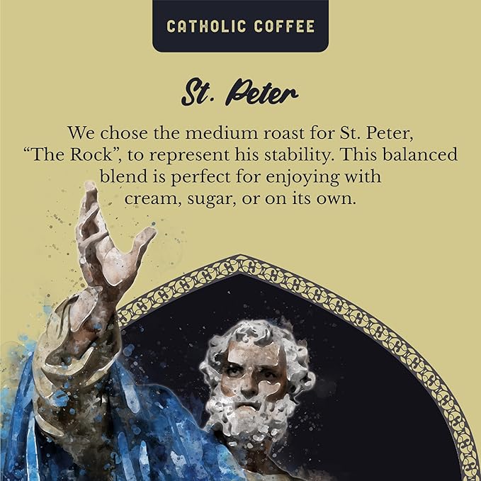 Catholic Coffee St. Peter | Medium Roast Ground Coffee ??Chocolate & Nutty Notes | 12oz Bag ??Catholic Gift Honoring the First Pope and Rock of the Church