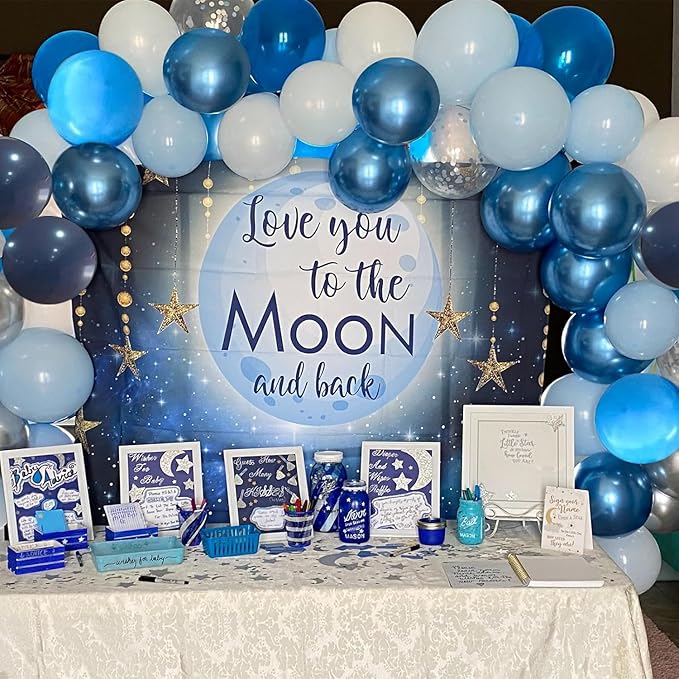 Blue Balloon Metallic Blue Balloons, 60Pcs 12Inch Chrome Blue Balloons Kit Macaron Baby Pearl Navy Blue Latex Balloons for Birthday Wedding Baby Shower Party Decoration