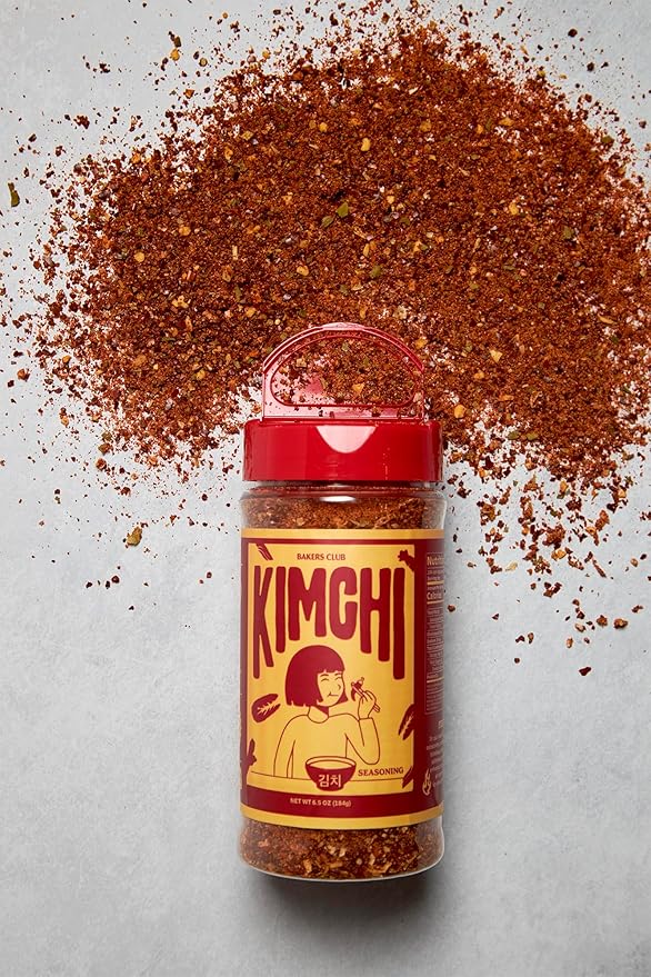 Bakers Club 6.5oz Korean Kimchi Seasoning Powder - Fried Rice, Stir Fry, Popcorn, Ramen Soup, Barbecue Dry Rub for Meats, Pork, Fish, Shrimp & Vegetables - Spicy, Fiery and Tangy Authentic Spice Blend Made with Gochugaru Peppers and Garlic
