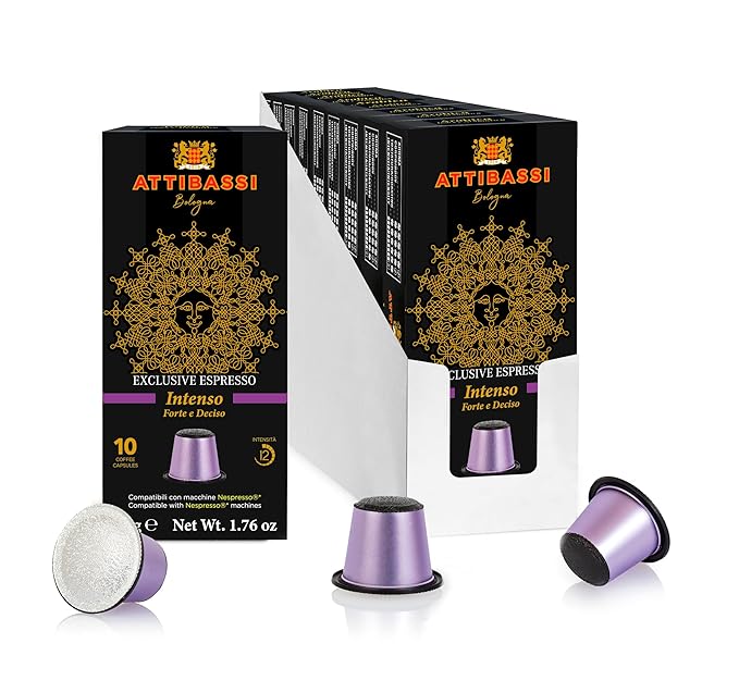 Attibassi Intenso โ 100 Espresso Capsules โ Compatible with Original Line Machines โ Strong Italian Roast โ Full-Bodied Flavor โ Made in Italy