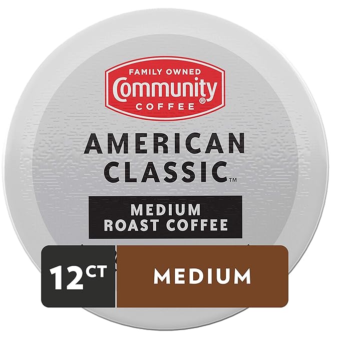 Community Coffee American Classic 12 Count Coffee Pods, Medium Roast, Compatible with Keurig 2.0 K-cup Brewers, 12 Count (Pack of 1)
