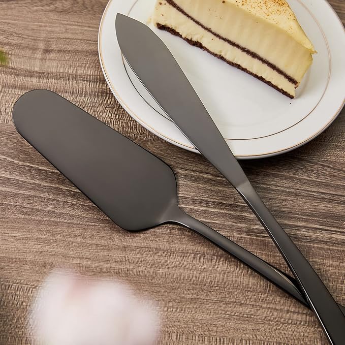 AW BRIDAL Black Wedding Knife and Cake Server Set, Cake Cutting Set for Wedding Pie Cutter Bridal Shower Anniversary Engagement Gifts for Couples