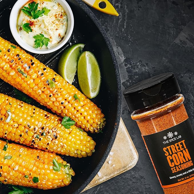 The Spice Lab Mexican Street Corn Seasoning – 5 oz Shaker Jar - All Natural Elote Seasoning For Vegan Street Corn, Chili & Savory Popcorn - Great Mexican Snacks - 7138