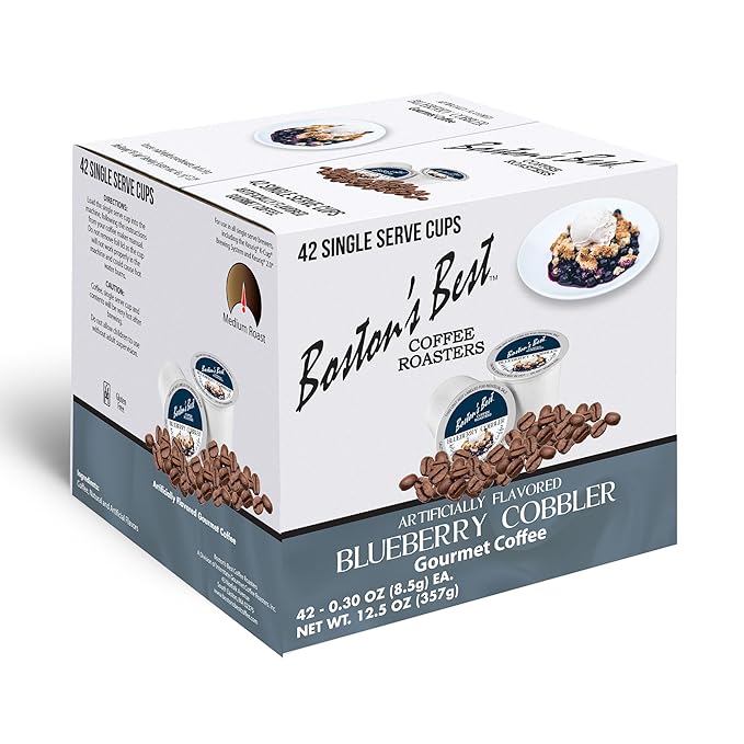 Bostonโs Best - Blueberry Cobbler Flavored Coffee Blend, Dessert Gourmet Compatible with Keurig Coffee Maker, 1 Count (42 Single Serve Medium Roast Cups)