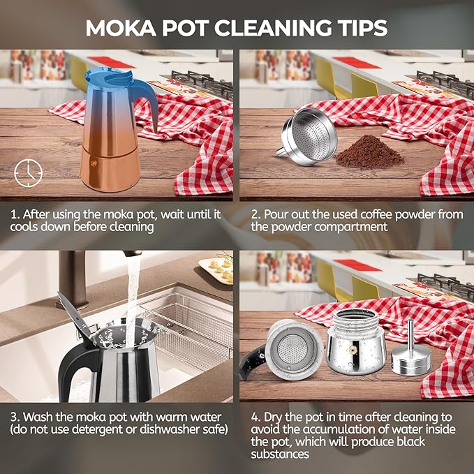 2 Cup 100ml Moka Pot Stainless Steel Espresso Coffee Maker Stovetop Percolator Coffeemaker Italian Classic Style Brewing Greca Cafe Mocha Machine for Cafeteras Lover Camping Travel and Home Use 3.3oz