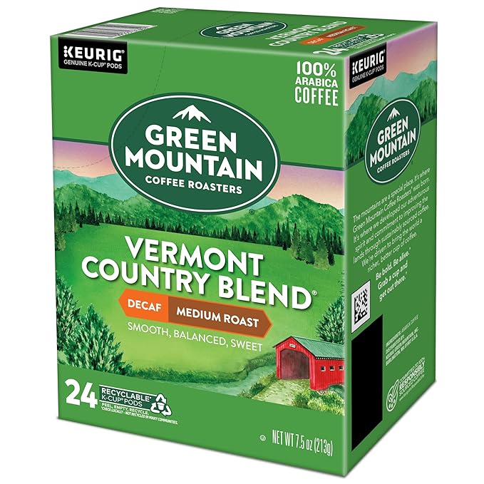 Green Mountain Coffee Roasters Vermont Country Blend Decaf, Keurig Single-Serve K-Cup Pods, Medium Roast Coffee, 96 Count