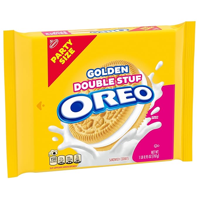 OREO Double Stuf Golden Sandwich Cookies, Party Size, 24.95 oz
