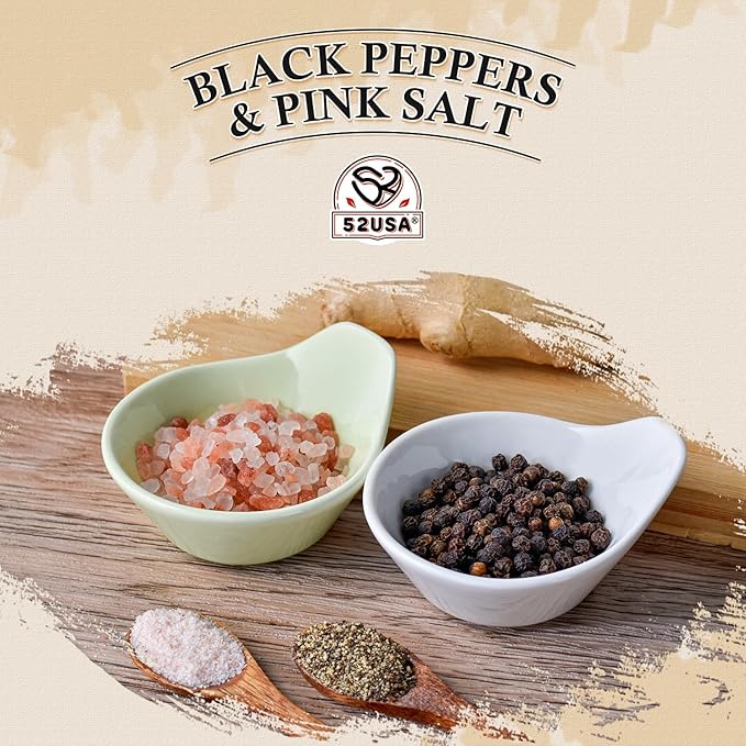 52USA Whole Black Peppercorns 12 oz + Himalayan Pink Salt (Coarse Grain) 2 lb - Salt and Pepper Grinder, Black Peppercorn Refil, Pink Himalayan Sea Salt, 2 Piece Set