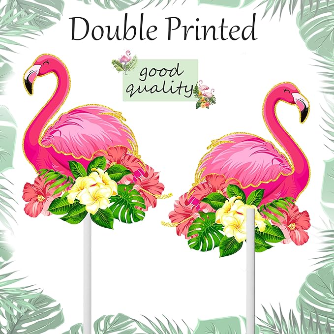 36pcs Glitter Pink Flamingo Cupcake Toppers Decoration Flamingo Themed Birthday Party Supplies Flamingo Party Cupcake Toppers Decorations for Hawaiian Tropical Theme Party Baby Shower Supplies