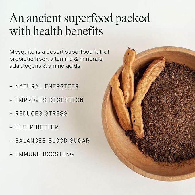 Kamana Caffeine Free Coffee Alternative - 100% Mesquite, Medium Roast Coffee Substitute - Smooth & Rich, Low Acid Superfood Adaptogen Drink for Immunity, Gut Health, Energy and Focus (28 Servings)
